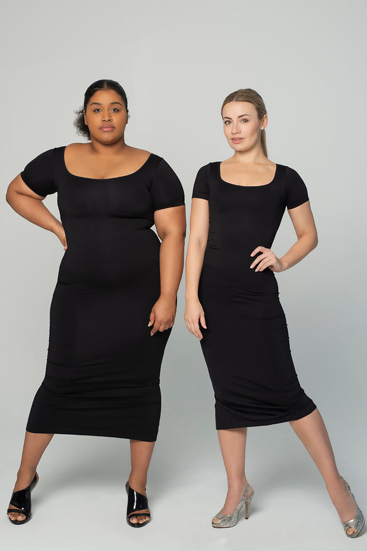 Shapewear Dress Midi Black Round-neck