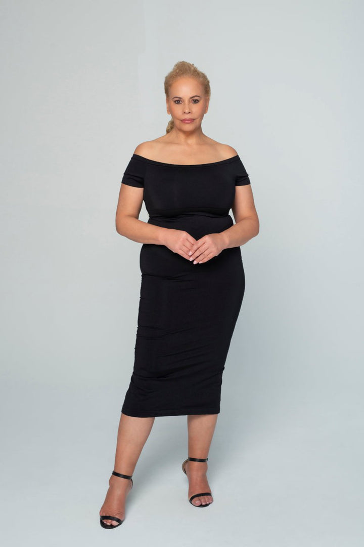 Shapewear Dress Midi Off-Shoulder