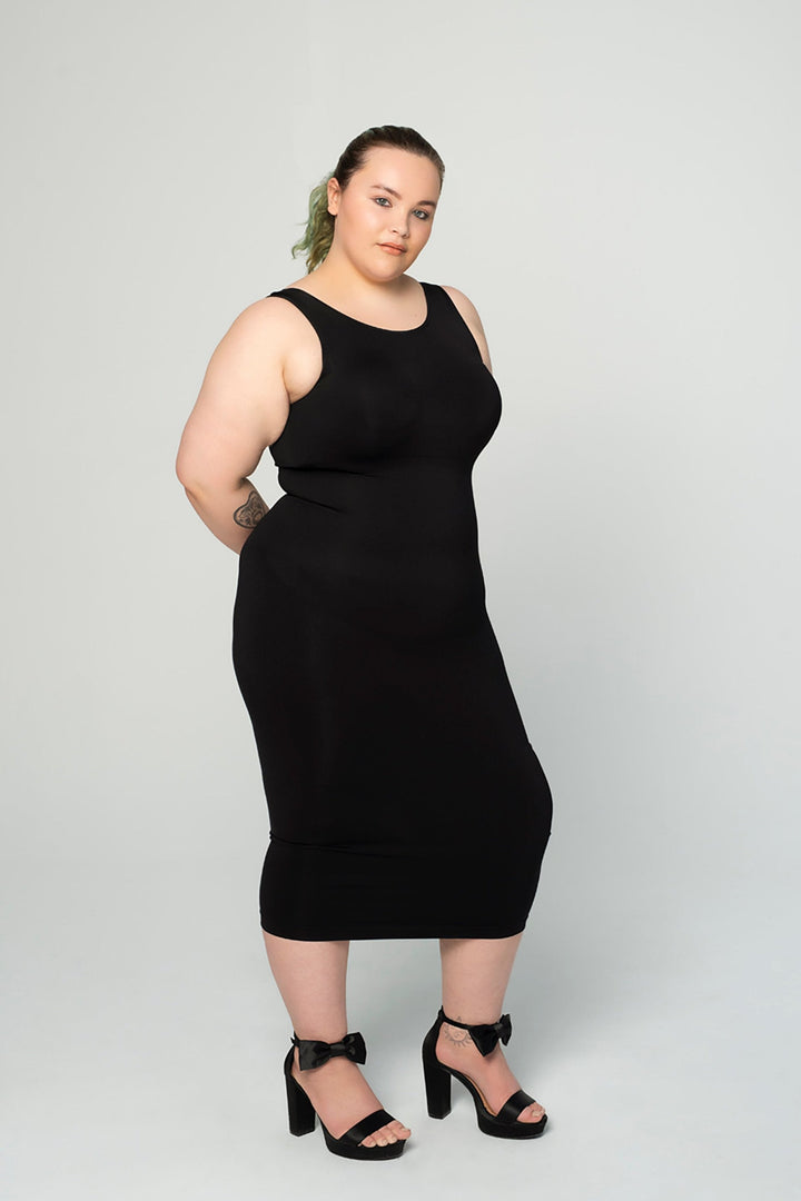 Shapewear Dress Black Sleeveless O-Neck