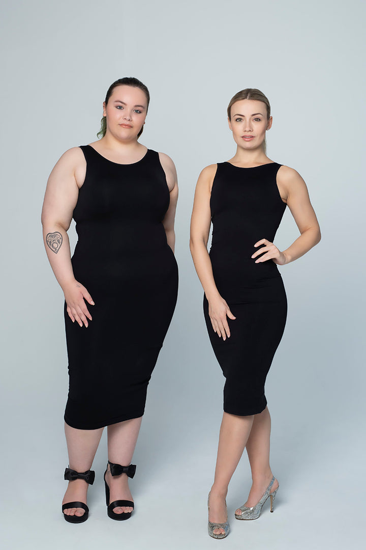 Shapewear Dress Black Sleeveless O-Neck