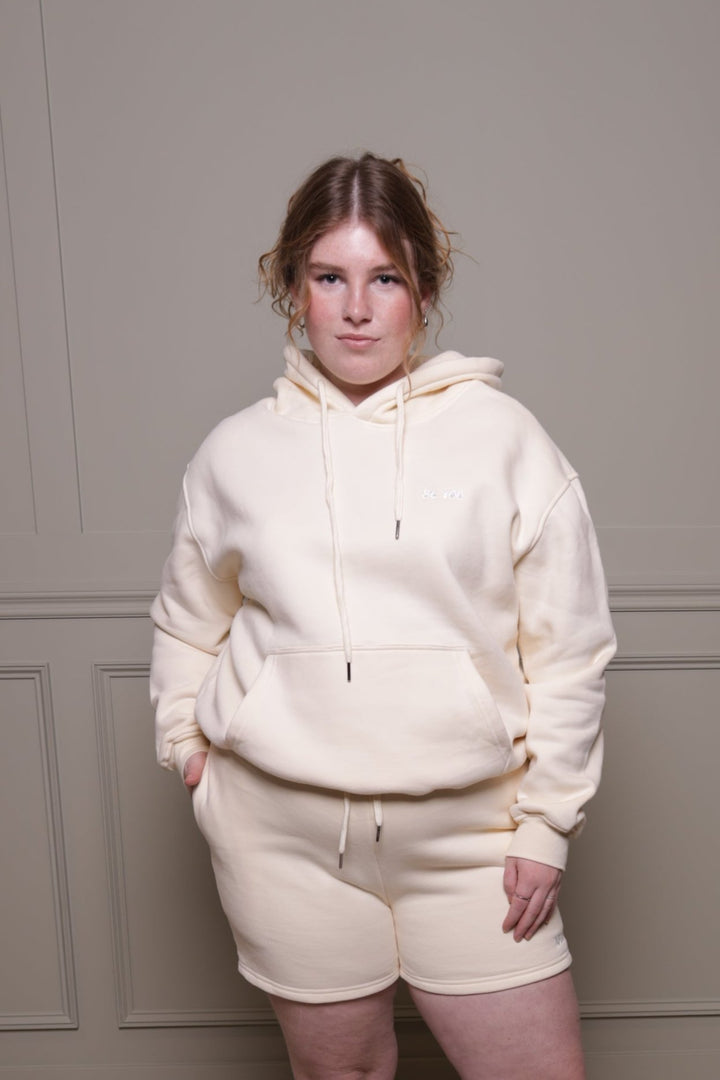 Sweat à capuche unisexe Beige Heavy avec cordon de serrage 