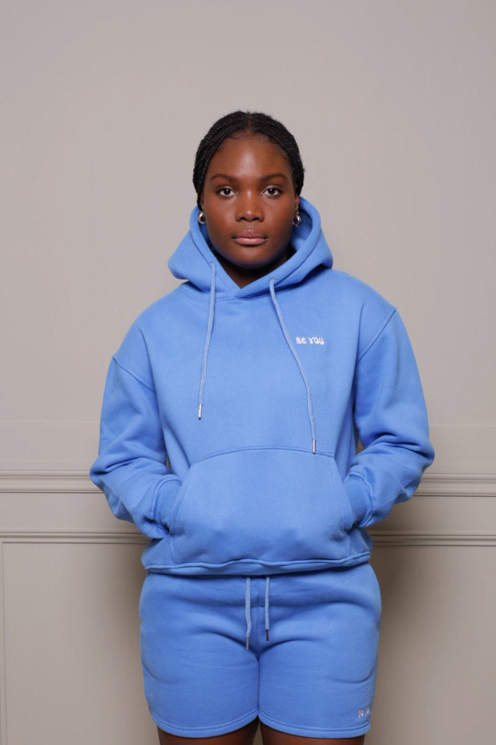 Heavy Light Blue Hoodie with drawstring - Unisex