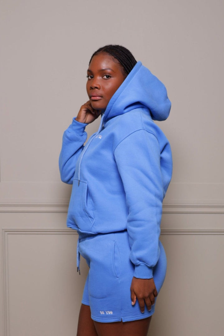 Heavy Light Blue Hoodie with drawstring - Unisex