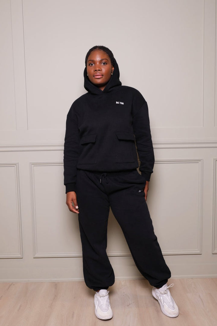 Heavy Black Hoodie Jogger Set - Unisex