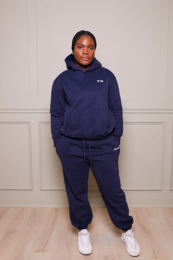 Ensemble de jogging à capuche et pull lourd bleu foncé unisexe