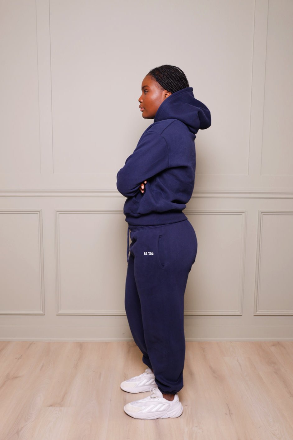 Ensemble de jogging à capuche et pull lourd bleu foncé unisexe