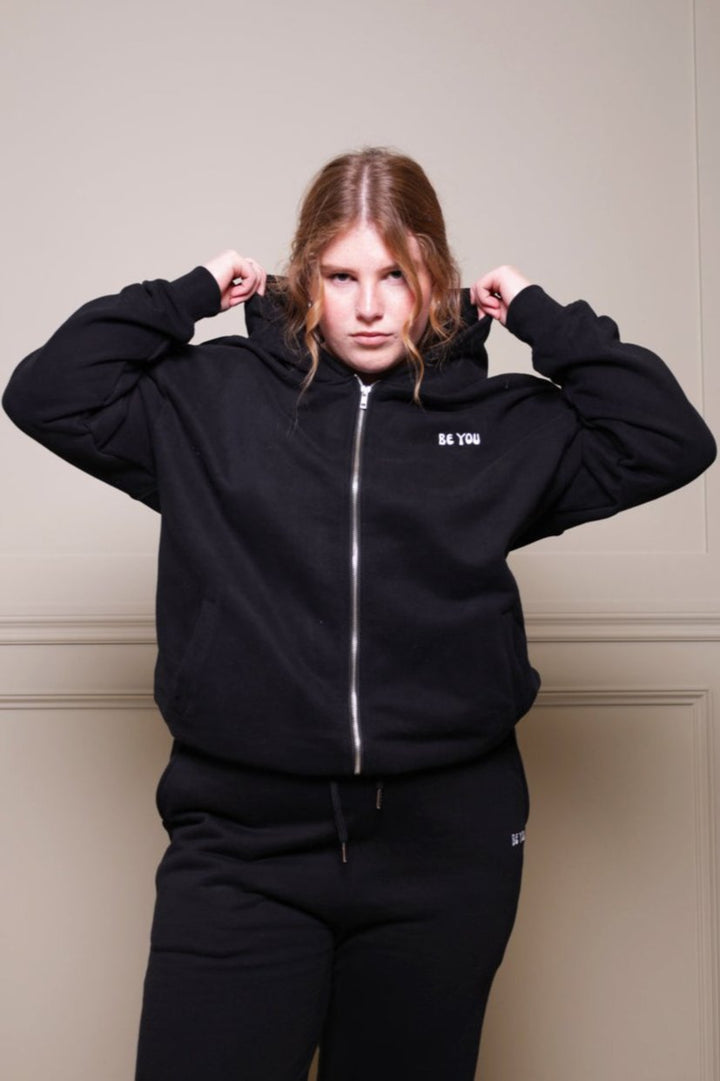 Full-zip Black Heavy Hoodie - Unisex