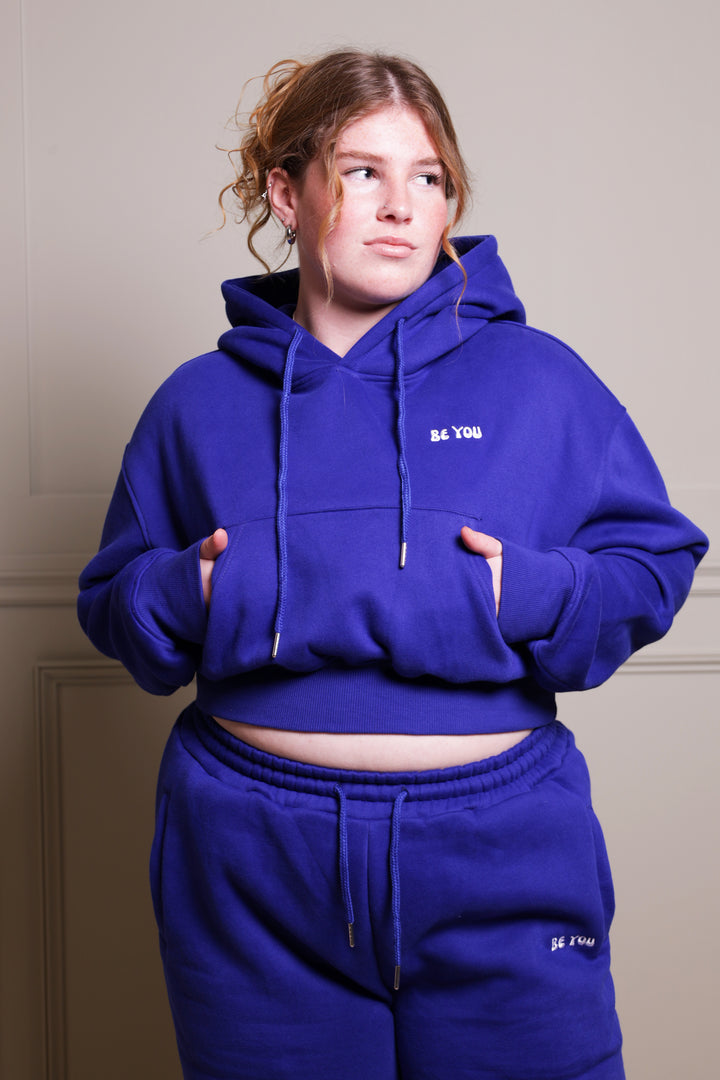 Ensemble de jogging à capuche et pull court Royal Bleu pour femme 