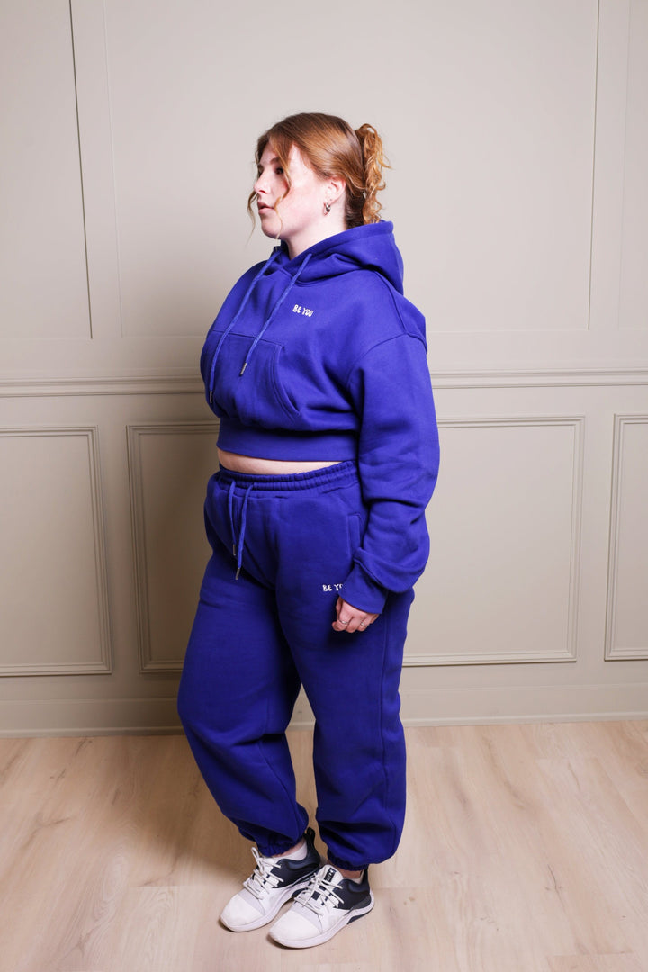 Ensemble de jogging à capuche et pull court Royal Bleu pour femme 