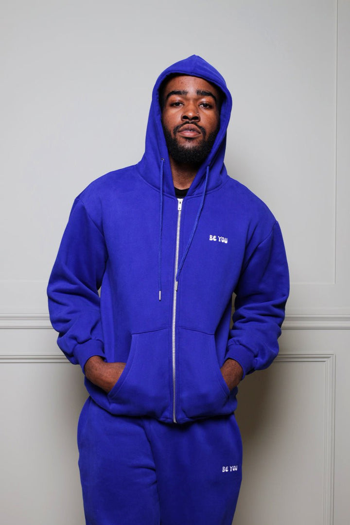 Full Zip Royal blue Heavy pullover Hoodie - Unisex