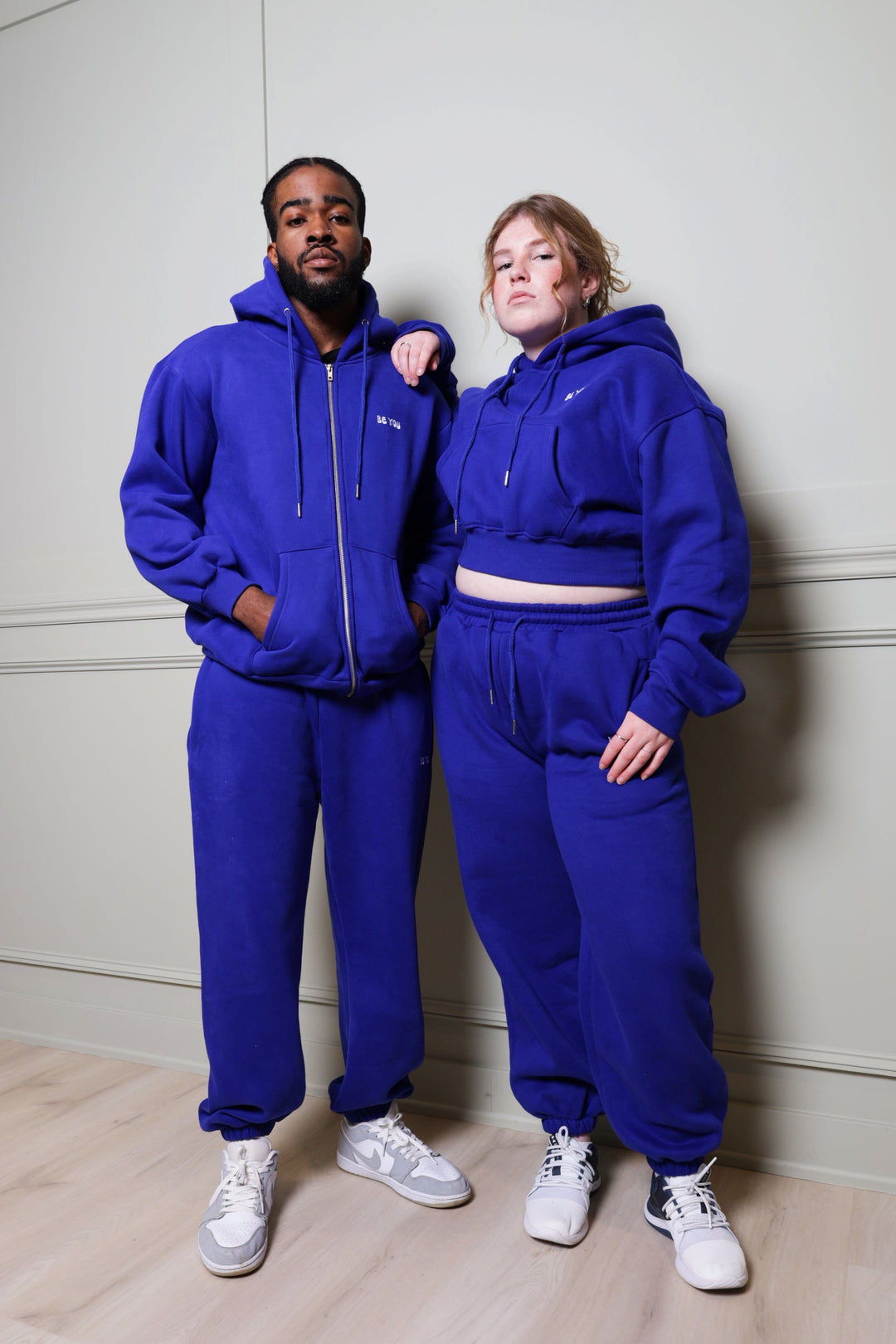 Ensemble de jogging à capuche et pull court Royal Bleu pour femme 