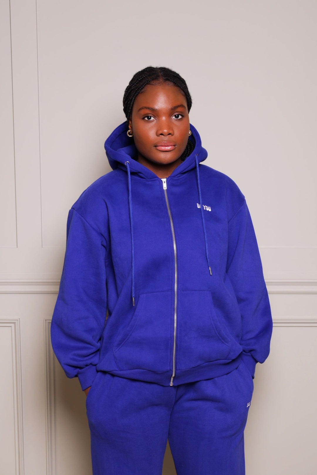 Full Zip Royal Blue Heavy Hoodie Jogger Set - Unisex