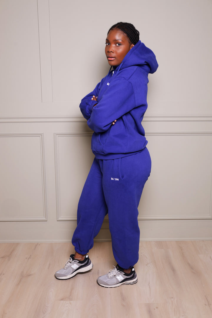 Full Zip Royal Blue Heavy Hoodie Jogger Set - Unisex