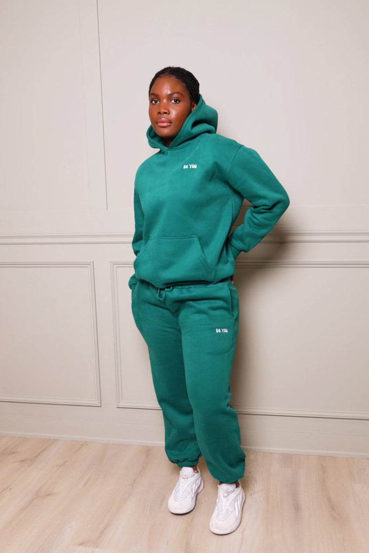 Ensemble de jogging à capuche et pull épais vert unisexe 