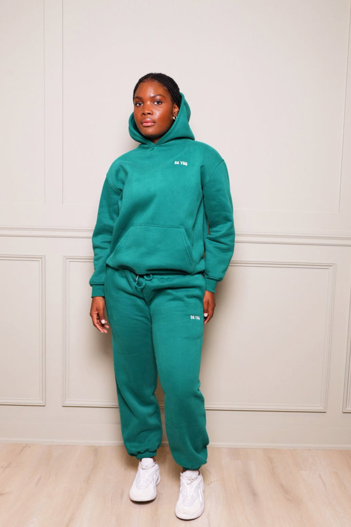 Ensemble de jogging à capuche et pull épais vert unisexe 