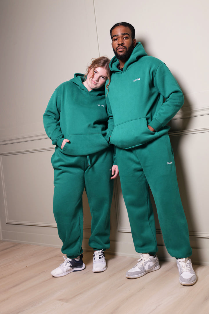 Ensemble de jogging à capuche et pull épais vert unisexe 