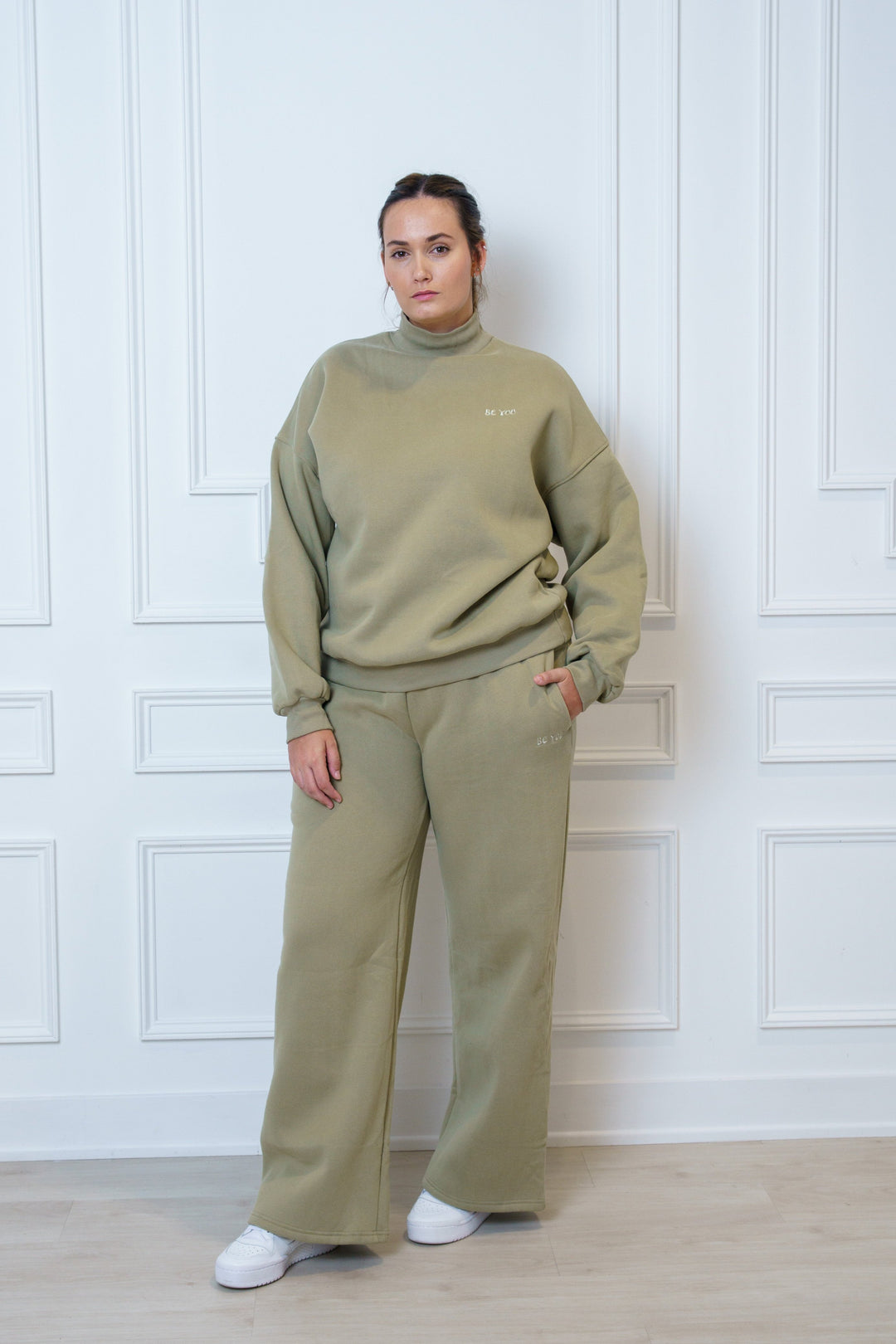 Brown Two-Piece set Turtle neck Sweatshirt and Sweatpants - Unisex