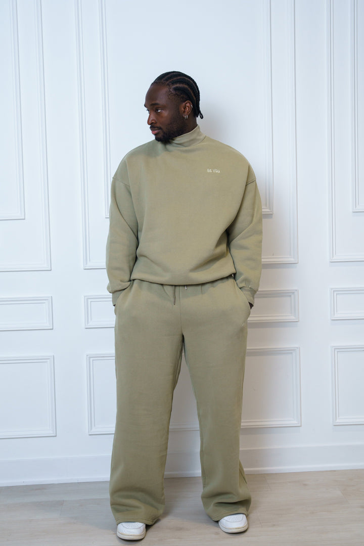 Brown Two-Piece set Turtle neck Sweatshirt and Sweatpants - Unisex