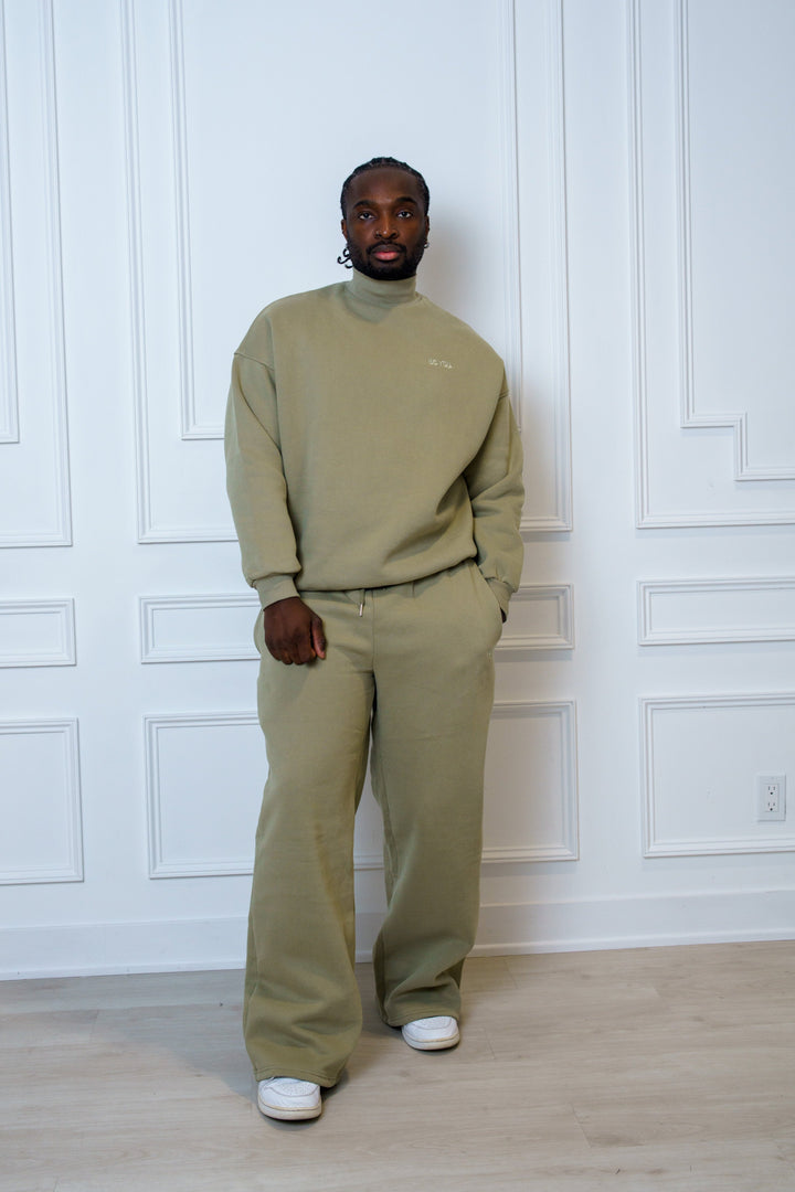 Brown Two-Piece set Turtle neck Sweatshirt and Sweatpants - Unisex