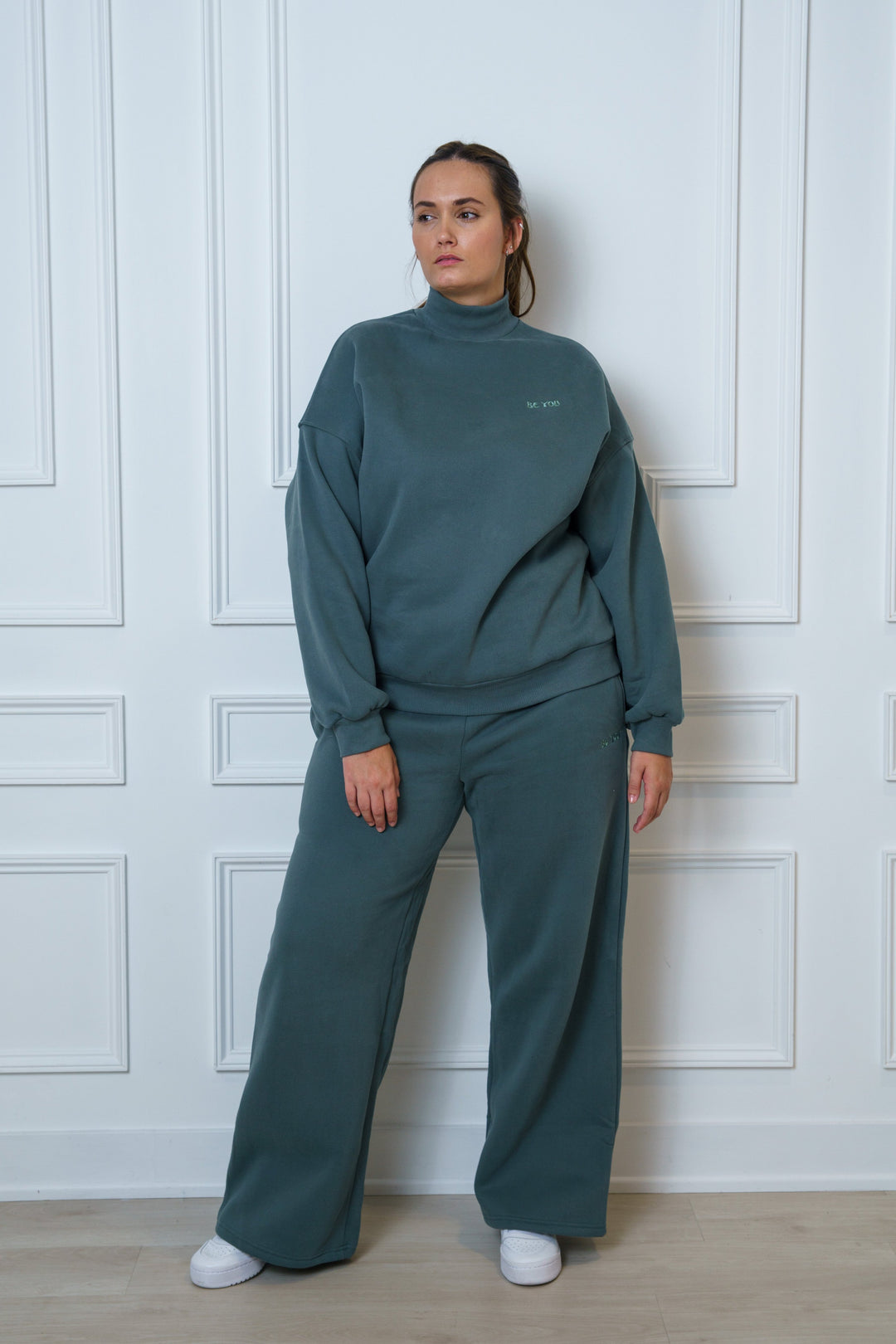 Green Two-Piece set Turtle neck Sweatshirt and Sweatpants - Unisex