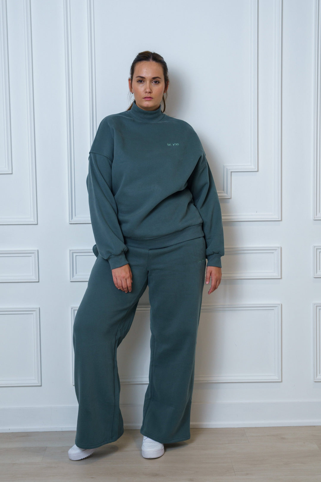 Green Two-Piece set Turtle neck Sweatshirt and Sweatpants - Unisex