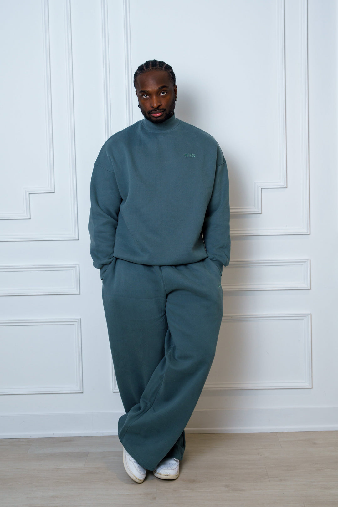 Green Two-Piece set Turtle neck Sweatshirt and Sweatpants - Unisex