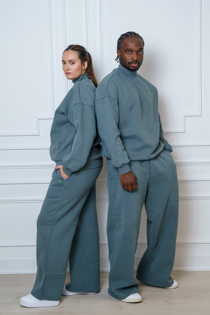 Green Two-Piece set Turtle neck Sweatshirt and Sweatpants - Unisex